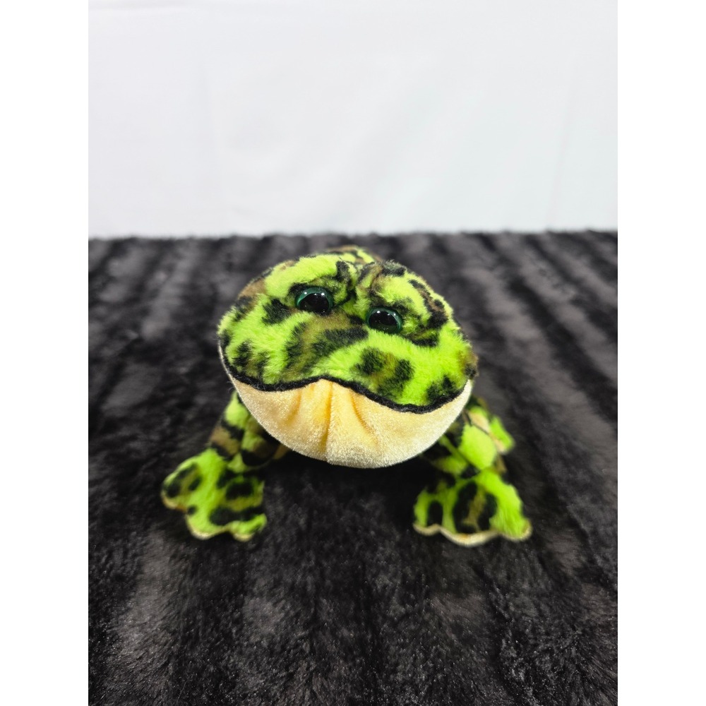 Ganz Webkinz Lil Kinz Bullfrog Neon Green Leopard Print Plush HS114